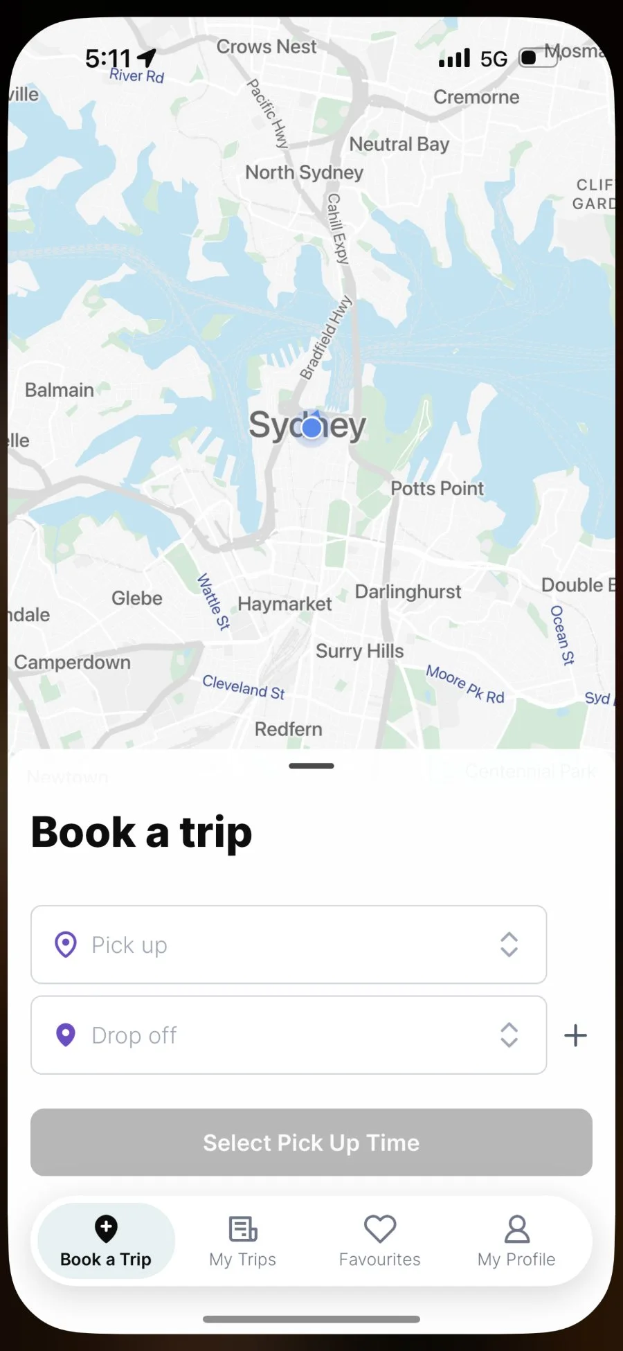 Royale app booking screen